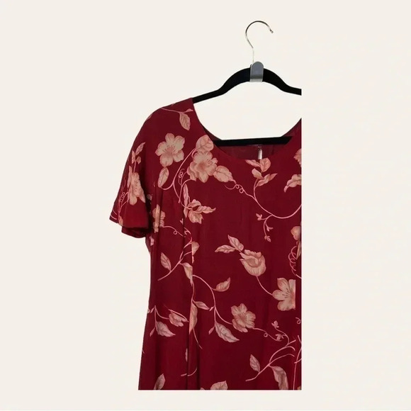 1201. VINTAGE THE J. PETERMAN COMPANY 100% SILK FLORAL  RED/GOLD COLOR MAXI - Picture 3 of 9